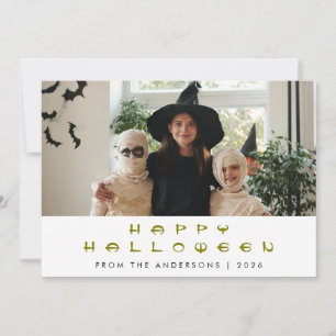 Minimalist Modern Spooky Happy Halloween 1 Photo Holiday Card