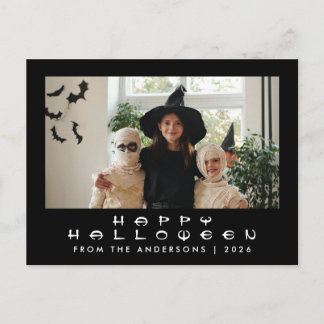 Minimalist Modern Spooky Happy Halloween 1 Photo Holiday Postcard
