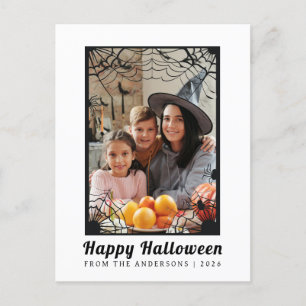 Minimalist Modern Spooky Happy Halloween 1 Photo Holiday Postcard