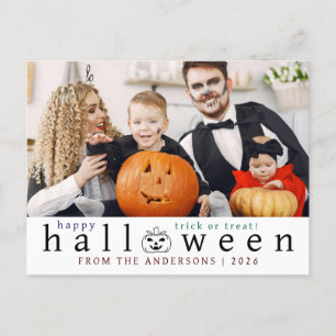Minimalist Modern Spooky Happy Halloween 1 Photo Holiday Postcard