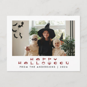 Minimalist Modern Spooky Happy Halloween 1 Photo Holiday Postcard