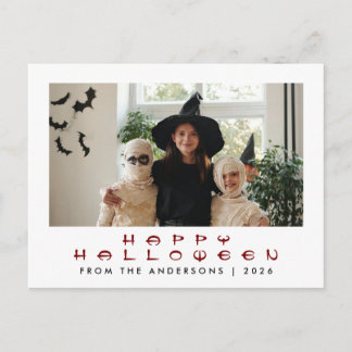 Minimalist Modern Spooky Happy Halloween 1 Photo Holiday Postcard