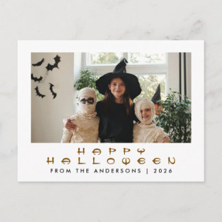 Minimalist Modern Spooky Happy Halloween 1 Photo Holiday Postcard