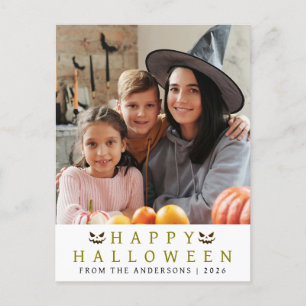 Minimalist Modern Spooky Happy Halloween 1 Photo Holiday Postcard