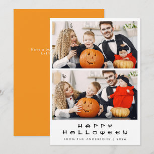 Minimalist Modern Spooky Happy Halloween 2 Photo Holiday Card