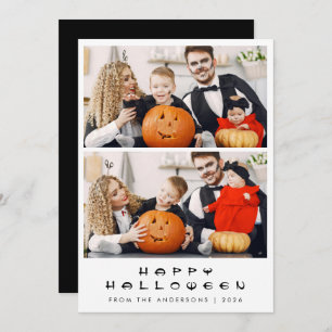 Minimalist Modern Spooky Happy Halloween 2 Photo Holiday Card