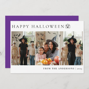 Minimalist Modern Spooky Happy Halloween 3 Photo Holiday Card