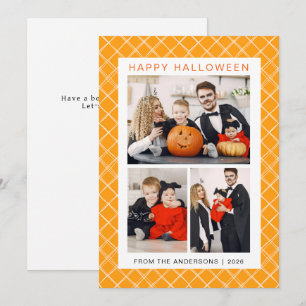 Minimalist Modern Spooky Happy Halloween 3 Photo Holiday Card