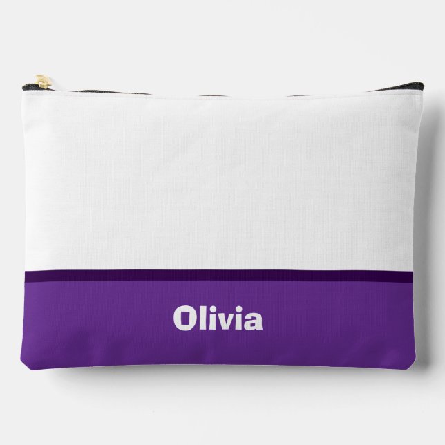 Minimalist Modern Stripe Name or Monogram Accessory Pouch (Front)
