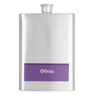 Minimalist Modern Stripe Name or Monogram Hip Flask