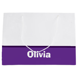 Minimalist Modern Stripe Name or Monogram Large Gift Bag
