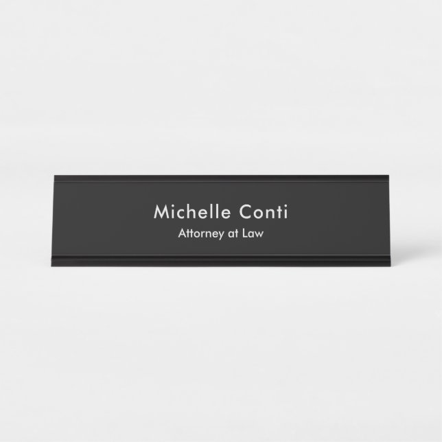 Minimalist Modern Stylish Black Professional Desk Name Plate (Front)