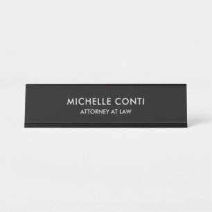 Minimalist Modern Stylish Black Professional Desk Name Plate