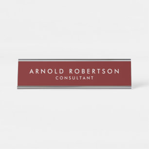 Minimalist Modern Stylish Dark Red Professional  Desk Name Plate