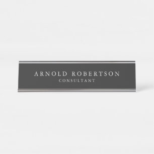 Minimalist Modern Stylish Grey Professional Desk Name Plate