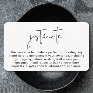 Minimalist Modern Stylish Simple Just A Note Enclosure Card