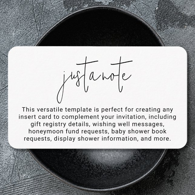 Minimalist Modern Stylish Simple Just A Note Enclosure Card (Creator Uploaded)