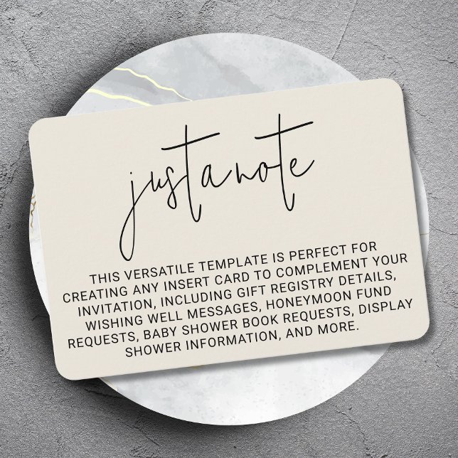 Minimalist Modern Stylish Simple Just A Note Enclosure Card (Creator Uploaded)