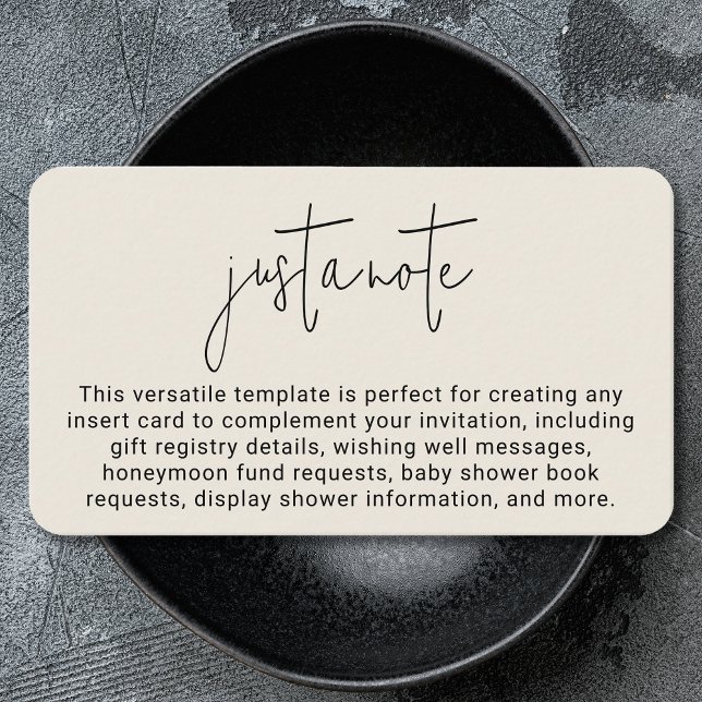 Minimalist Modern Stylish Simple Just A Note Enclosure Card (Creator Uploaded)