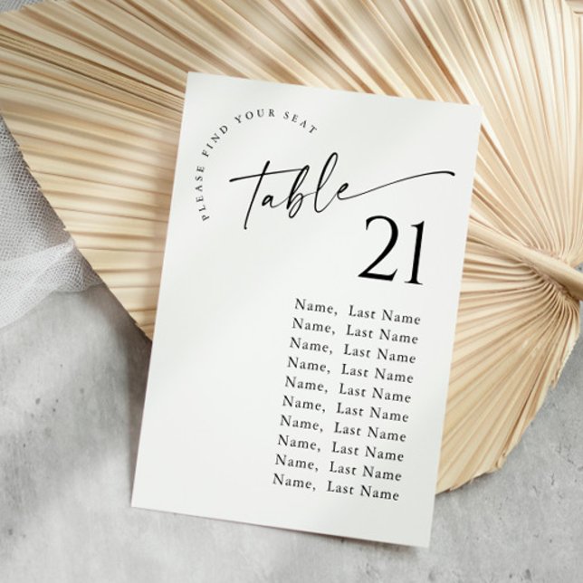 Minimalist Modern Table Number Seating Chart Cards (Creator Uploaded)