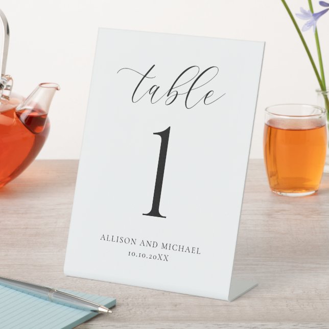Minimalist modern table numbers pedestal sign (In SItu)