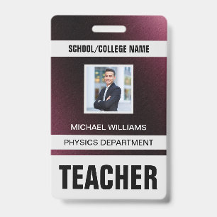 Minimalist Modern Teacher ID Card Badge