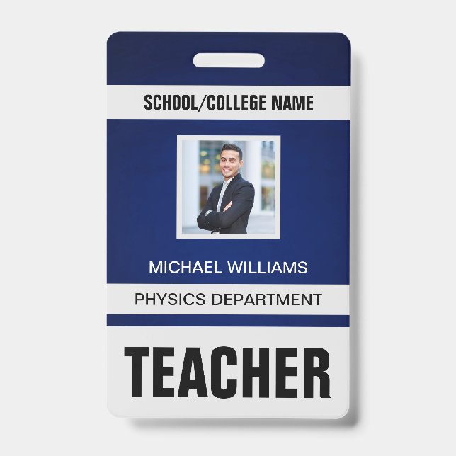 Minimalist Modern Teacher ID Card Badge (Front)
