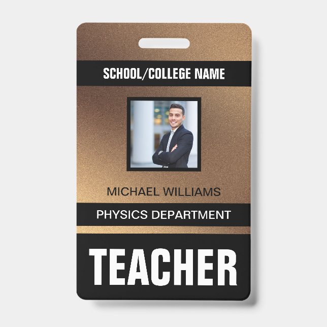 Minimalist Modern Teacher ID Card Badge (Front)