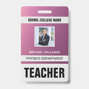 Minimalist Modern Teacher ID Card Badge