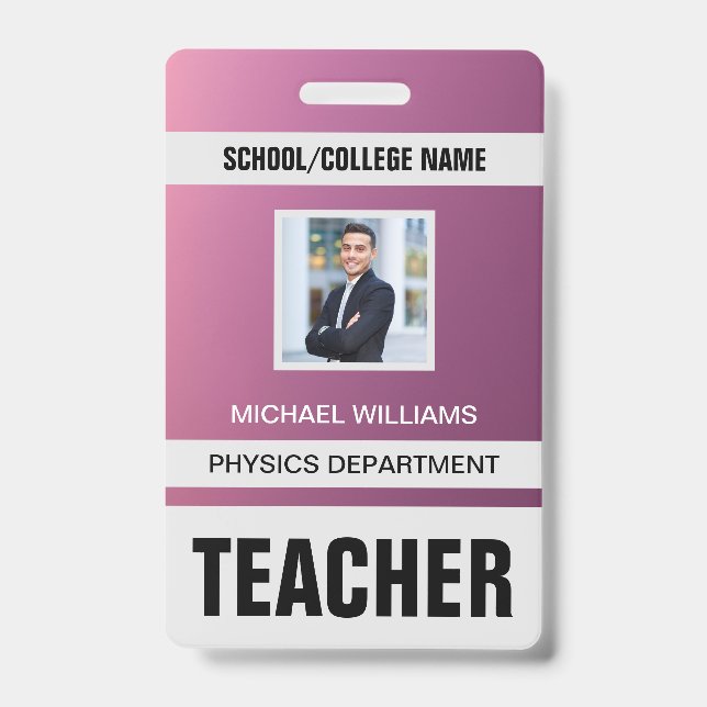 Minimalist Modern Teacher ID Card Badge (Front)