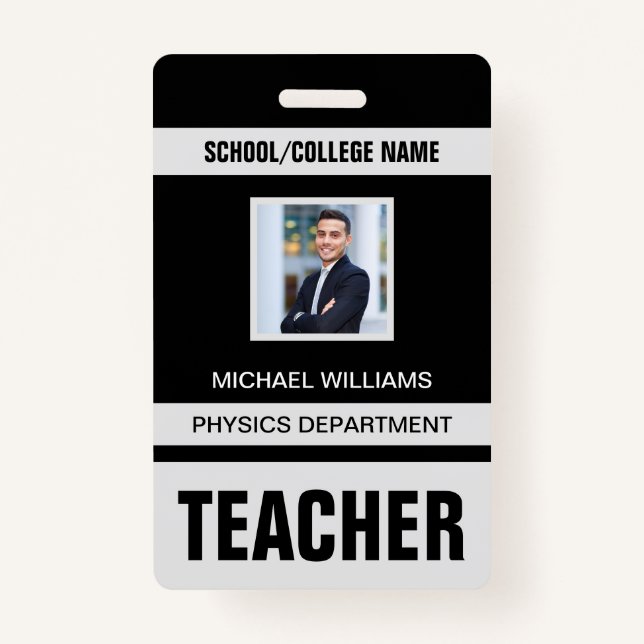 Minimalist Modern Teacher ID Card Badge (Front)