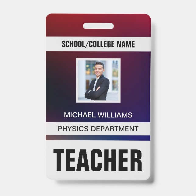 Minimalist Modern Teacher ID Card Badge (Front)