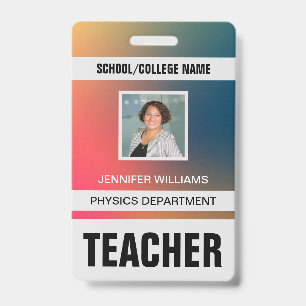 Minimalist Modern Teacher ID Card Badge