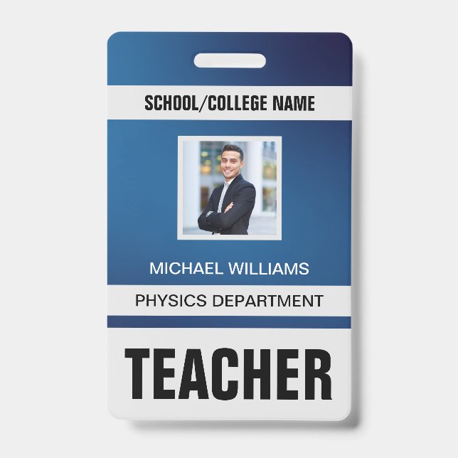 Minimalist Modern Teacher ID Card Badge (Front)