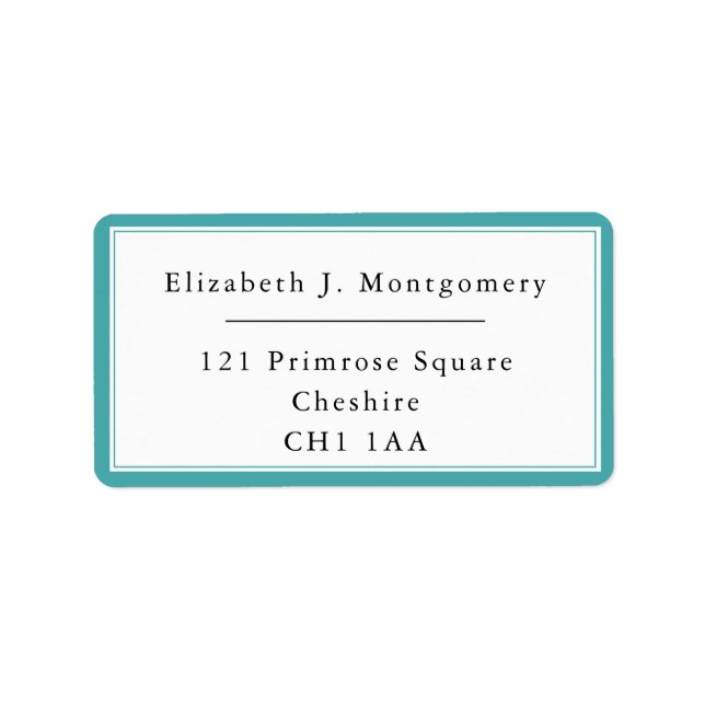 Minimalist Modern Teal Blue Return Address Label (Front)