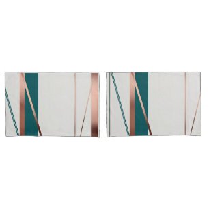 Minimalist Modern Teal & Copper Abstract Harmony Pillowcase
