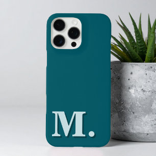 Minimalist Modern Teal Monogram Initial iPhone 16 Pro Max Case