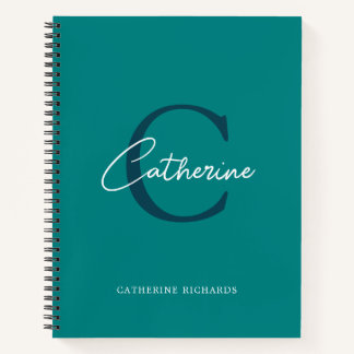 Minimalist Modern Teal Monogram Notebook