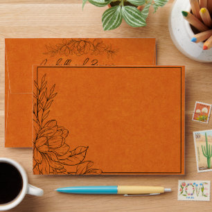 Minimalist Modern Terracotta Floral Wedding Envelope