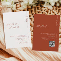 Minimalist Modern Terracotta QR Code Wedding
