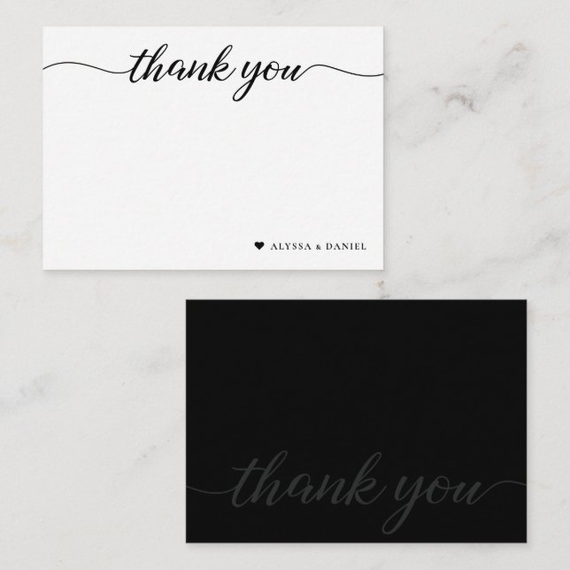 Minimalist Modern Thank you Heart Wedding couple Card (Front/Back)