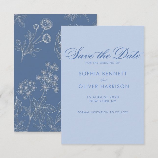minimalist modern topography elegant simple classy save the date (Front/Back)