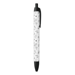 Minimalist Modern Trendy Botanical  Black Ink Pen