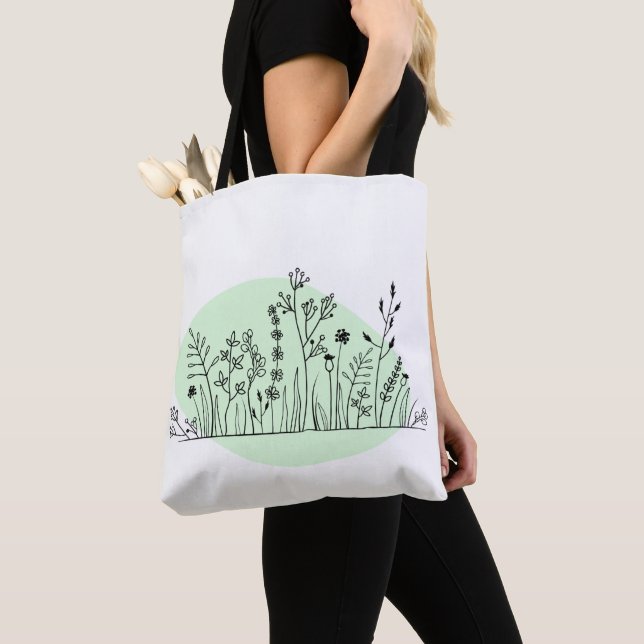 Minimalist Modern Trendy Botanical Tote (Close Up)