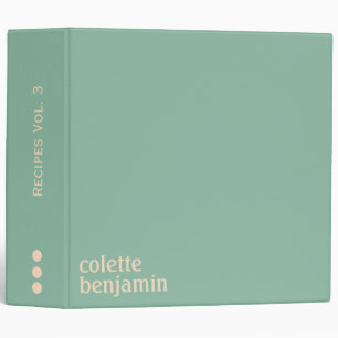 Minimalist Modern Turquoise-Green & Pale Peach Binder