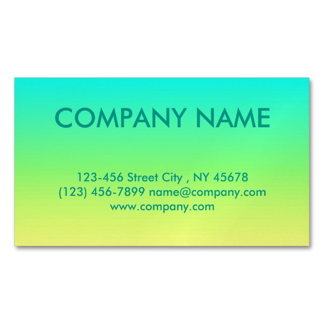 Minimalist  modern turquoise lime yellow ombre 	Magnetic business card (Front)
