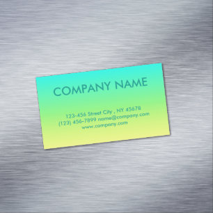 Minimalist  modern turquoise lime yellow ombre 	Magnetic business card
