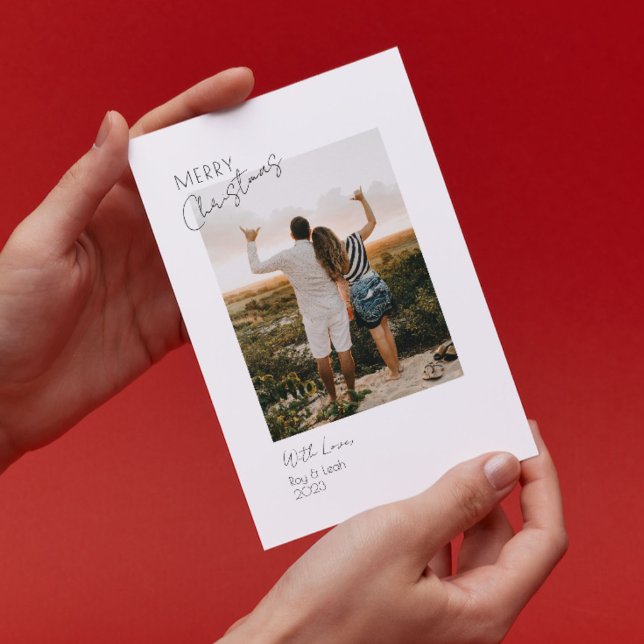 Minimalist Modern Two Photo Merry Christmas Card (Creator Uploaded)