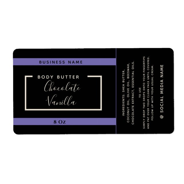 Minimalist modern typography black  product  label (Front)