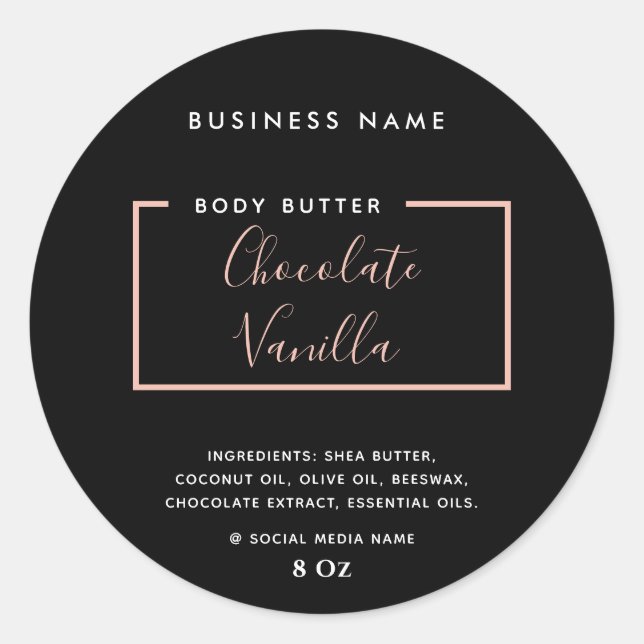 Minimalist modern typography black  product label (Front)